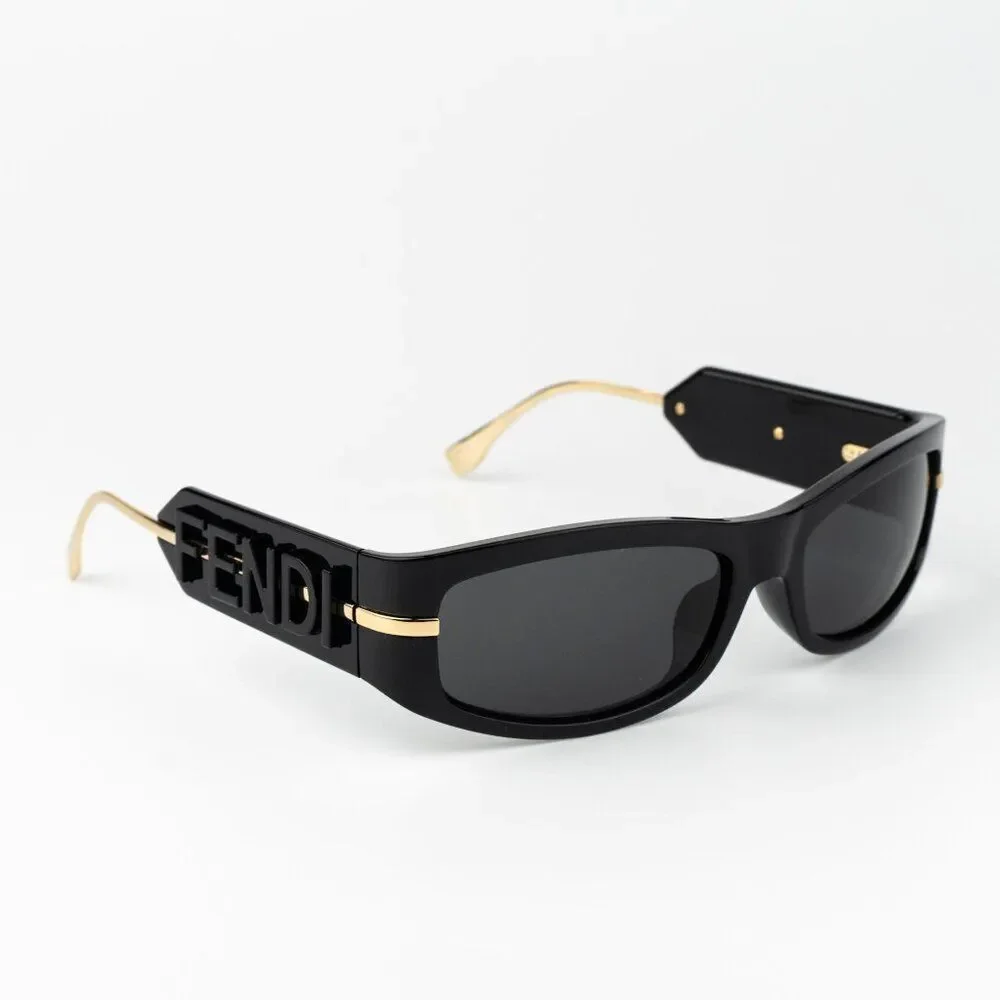 Fendi SHADOW Women Sunglasses Oval Black Smoke Grey FE40120I 01A BRAND NEW